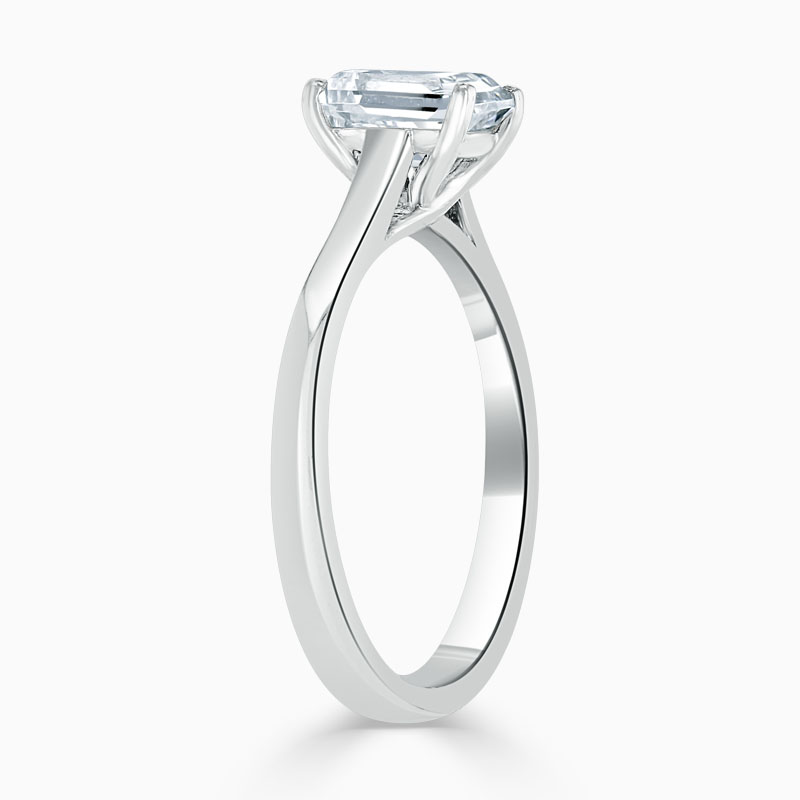 Platinum Emerald Cut Openset Engagement Ring