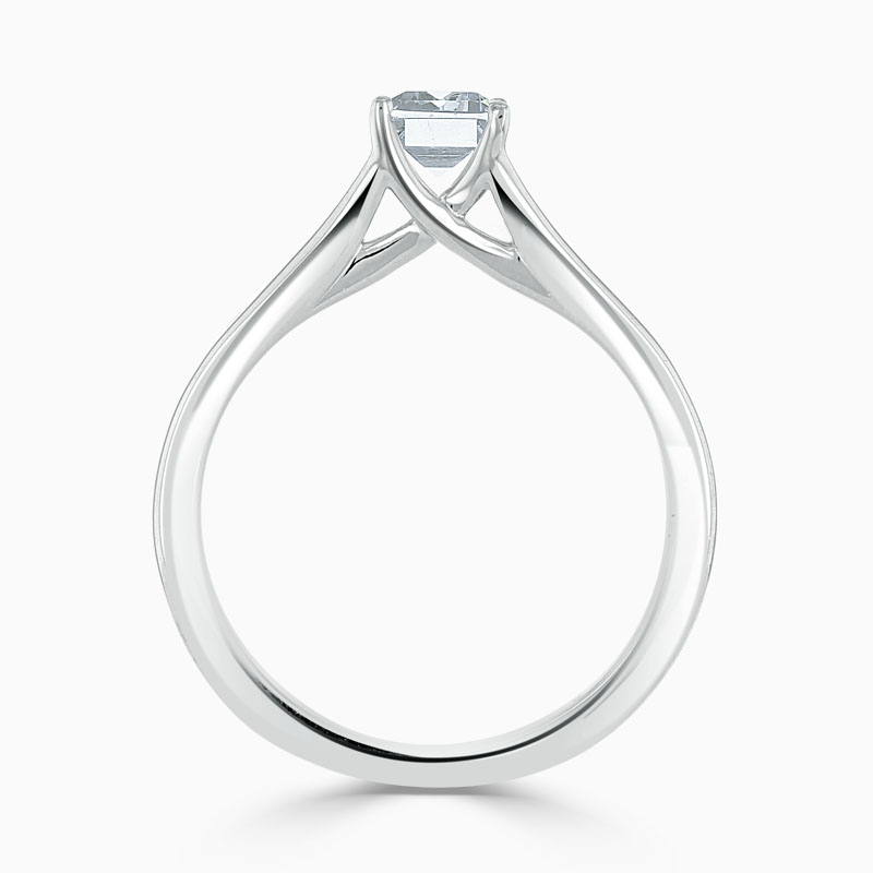 Platinum Emerald Cut Split Shoulder Engagement Ring