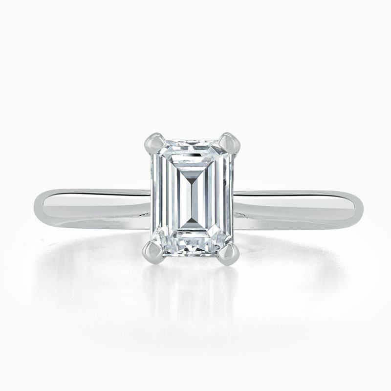18ct White Gold Emerald Cut Classic Wedfit Engagement Ring