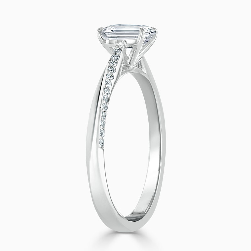 18ct White Gold Emerald Cut Vortex Engagement Ring