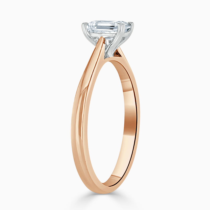18ct Rose Gold Emerald Cut Classic Wedfit Engagement Ring