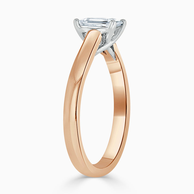 18ct Rose Gold Emerald Cut Openset Engagement Ring