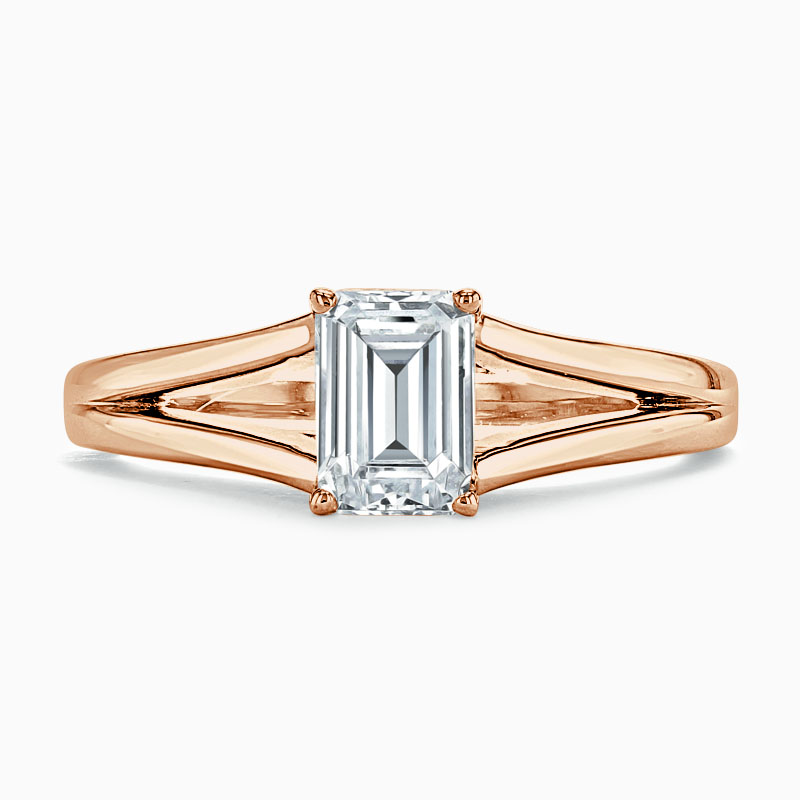 18ct Rose Gold Emerald Cut Split Shoulder Engagement Ring