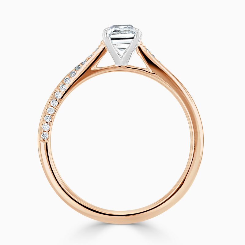 18ct Rose Gold Emerald Cut Vortex Engagement Ring