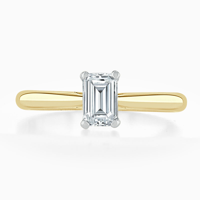 18ct Yellow Gold Emerald Cut Classic Wedfit Engagement Ring