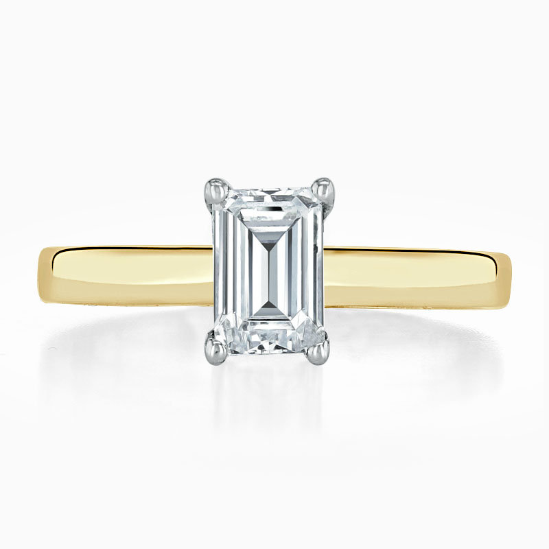 18ct Yellow Gold Emerald Cut Openset Engagement Ring