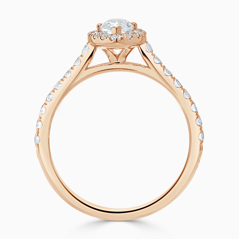 18ct Rose Gold Marquise Cut Classic Wedfit Halo Engagement Ring