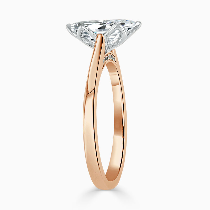 18ct Rose Gold Marquise Cut Diamond Set Lotus Engagement Ring