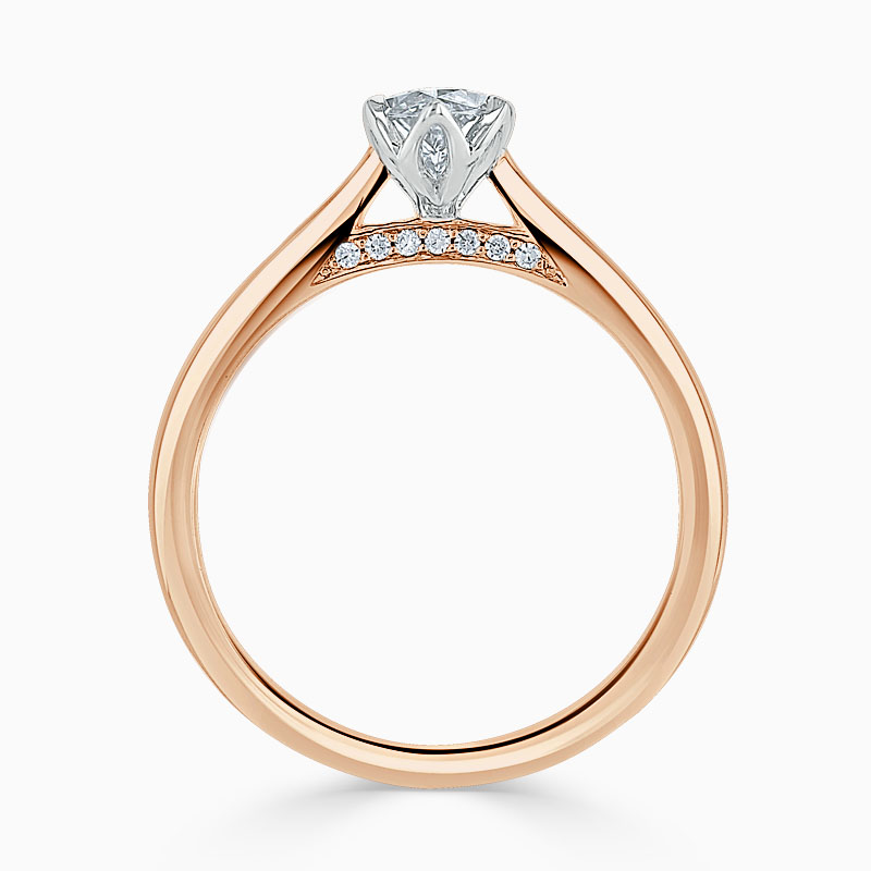 18ct Rose Gold Marquise Cut Diamond Set Lotus Engagement Ring