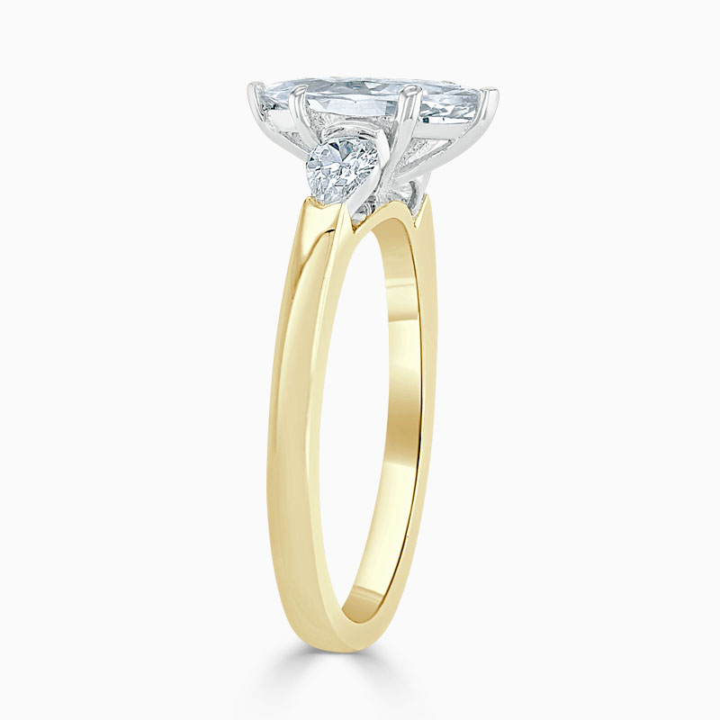 18ct Yellow Gold Marquise Cut 3 Stone with Pears Engagement Ring
