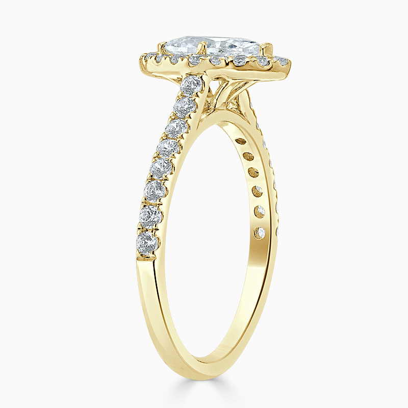18ct Yellow Gold Marquise Cut Classic Wedfit Halo Engagement Ring