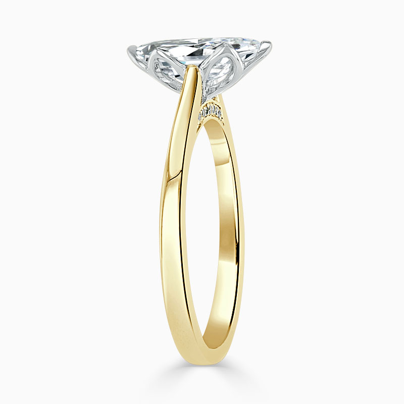 18ct Yellow Gold Marquise Cut Diamond Set Lotus Engagement Ring