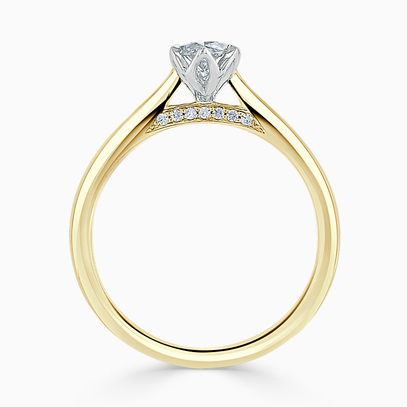 18ct Yellow Gold Marquise Cut Diamond Set Lotus Engagement Ring