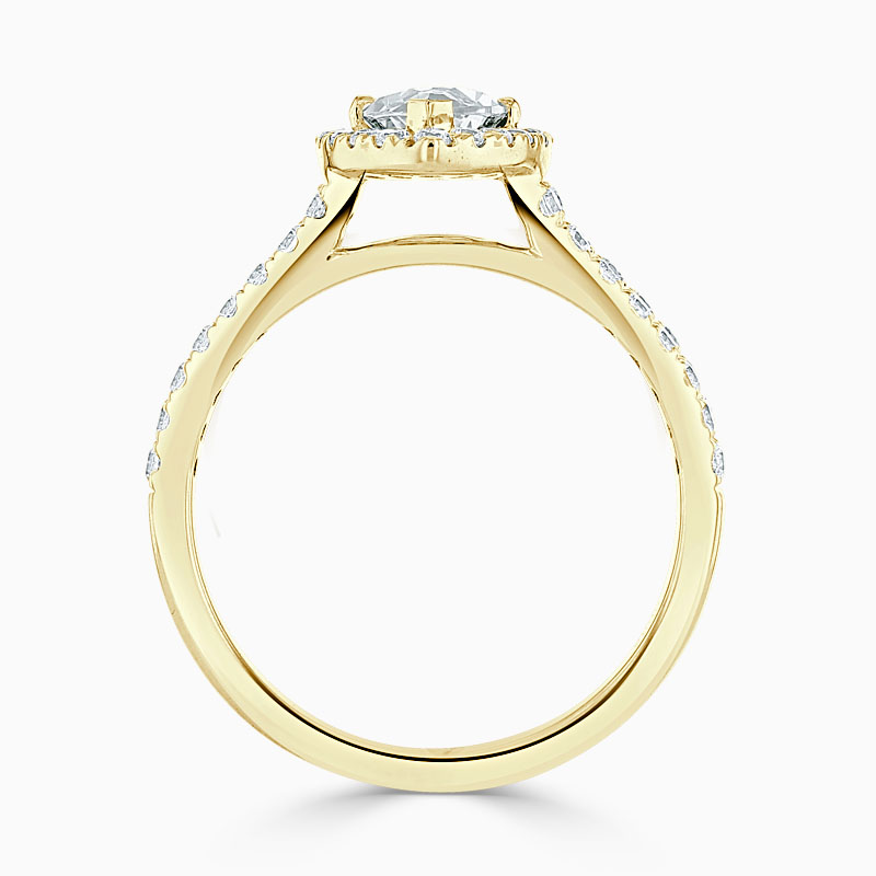 18ct Yellow Gold Marquise Cut Split Shoulder Halo Engagement Ring