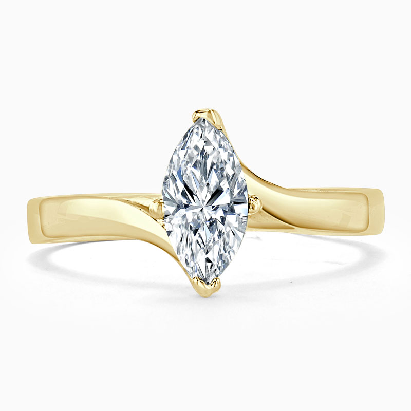 18ct Yellow Gold Marquise Cut Twist Engagement Ring