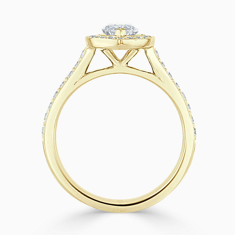 18ct Yellow Gold Marquise Cut Vintage Pavé Halo Engagement Ring