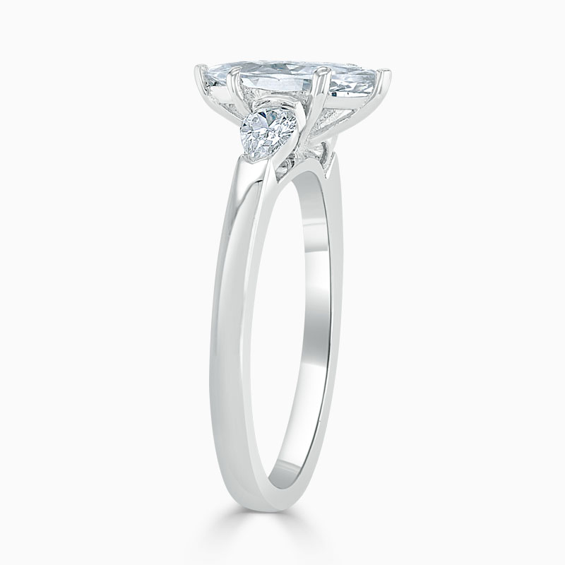 18ct White Gold Marquise Cut 3 Stone with Pears Engagement Ring