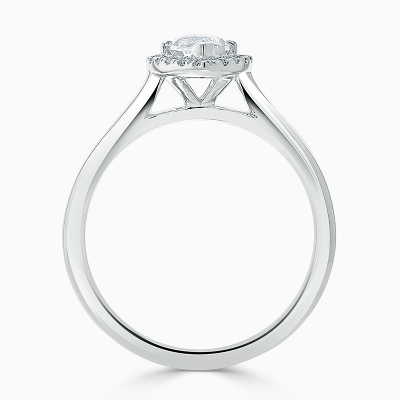 18ct White Gold Marquise Cut Classic Plain Halo Engagement Ring