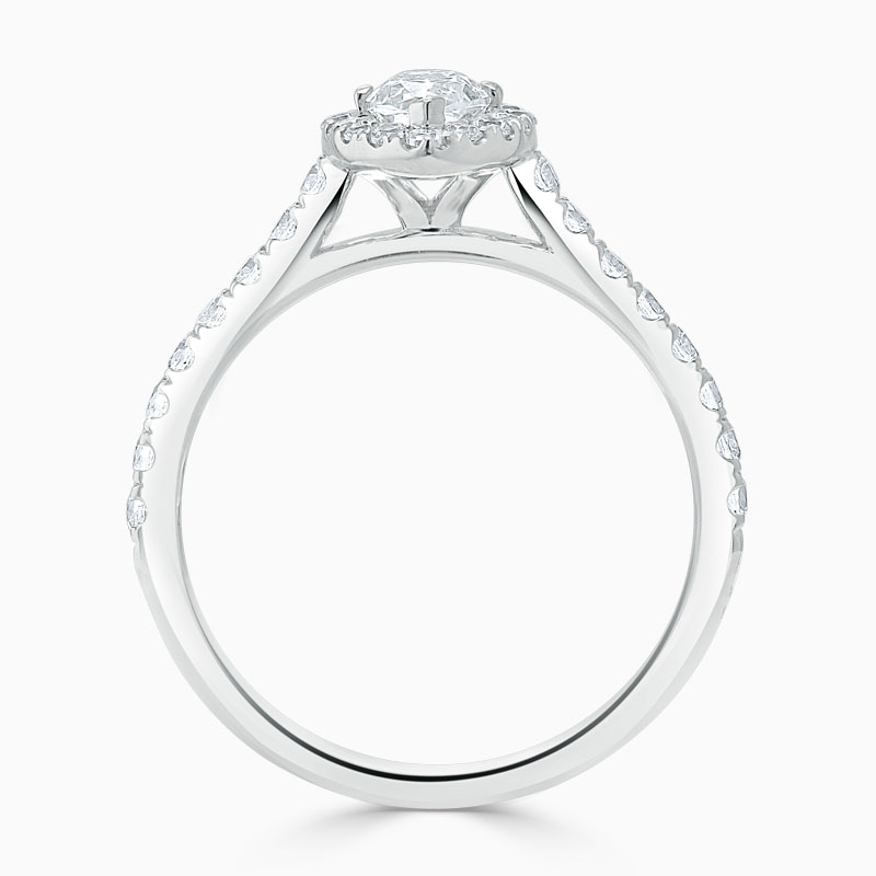18ct White Gold Marquise Cut Classic Wedfit Halo Engagement Ring
