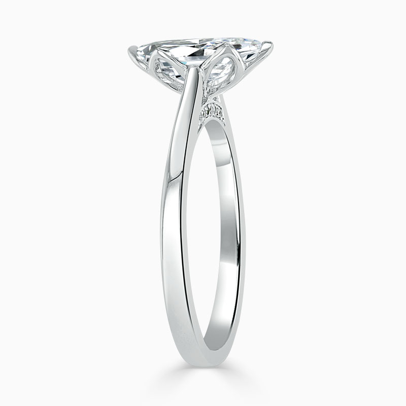 18ct White Gold Marquise Cut Diamond Set Lotus Engagement Ring