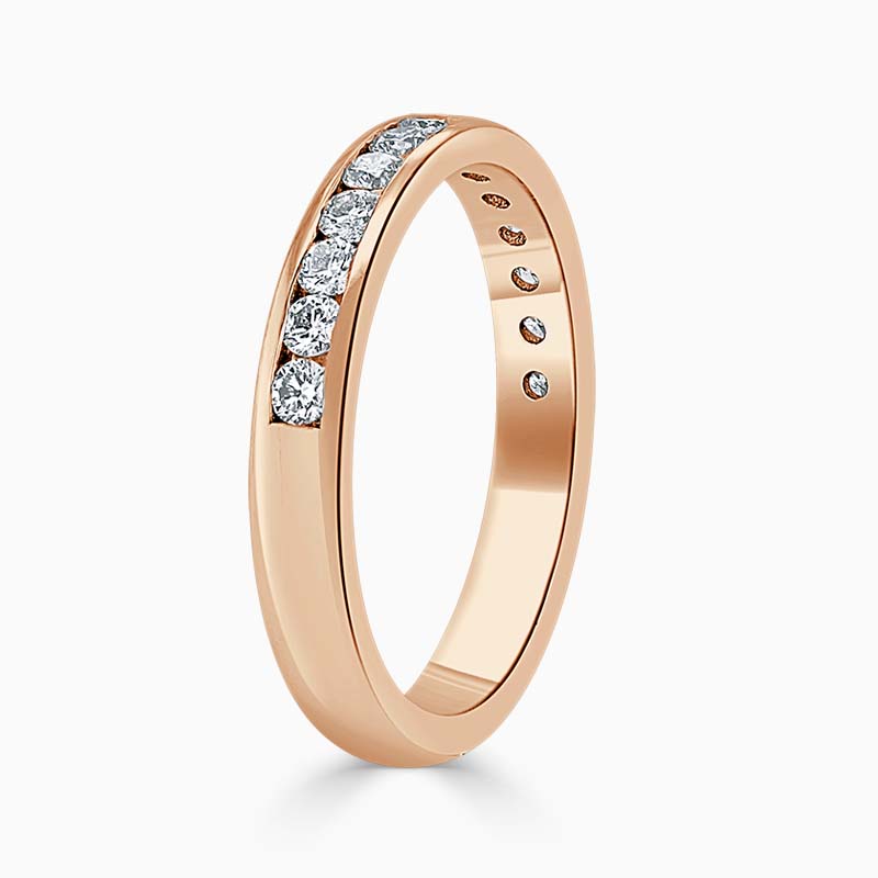 18ct Rose Gold 3.25mm Round Brilliant Channel Set Half Eternity Ring