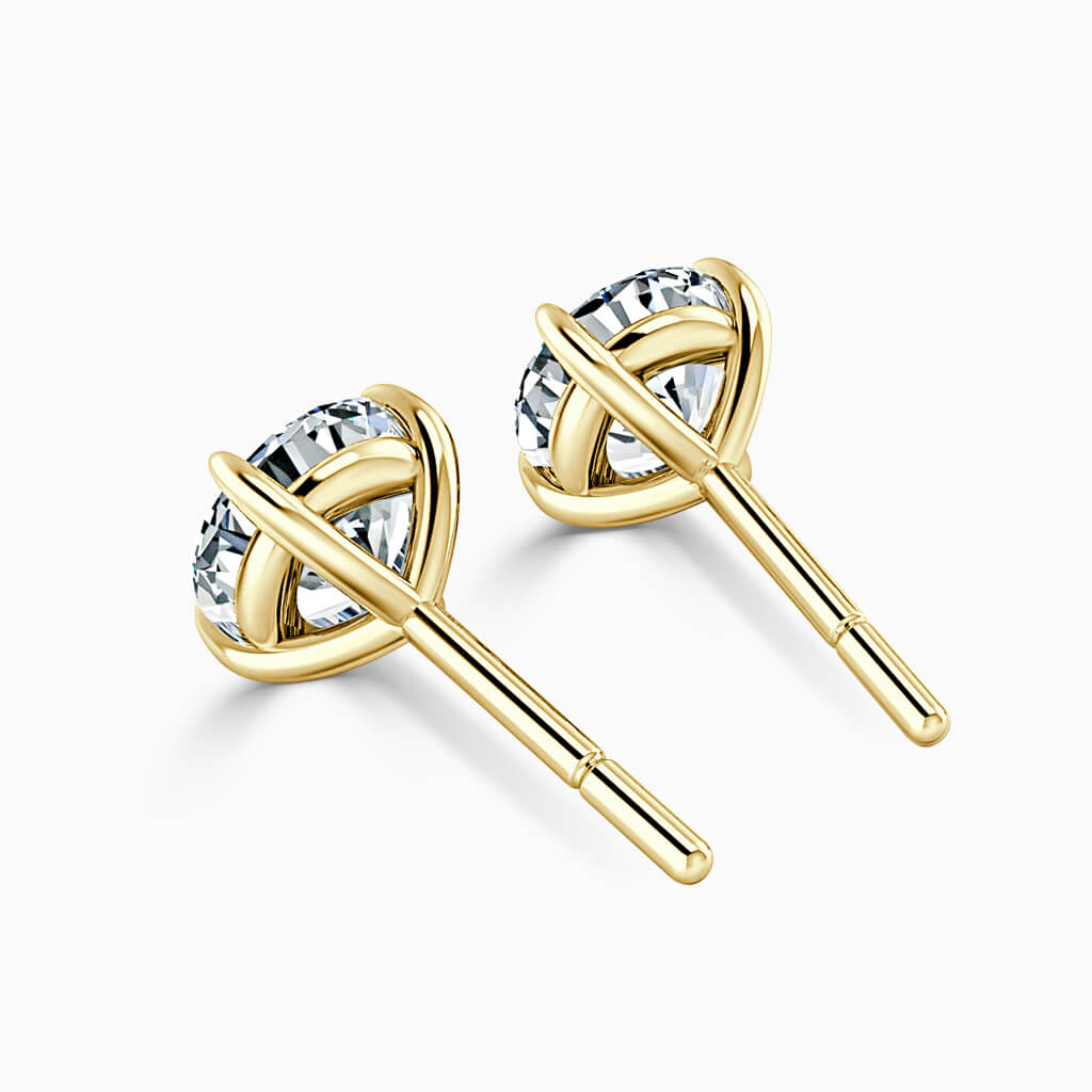 18ct Yellow Gold Round Brilliant Single Stone Stud Diamond Earrings