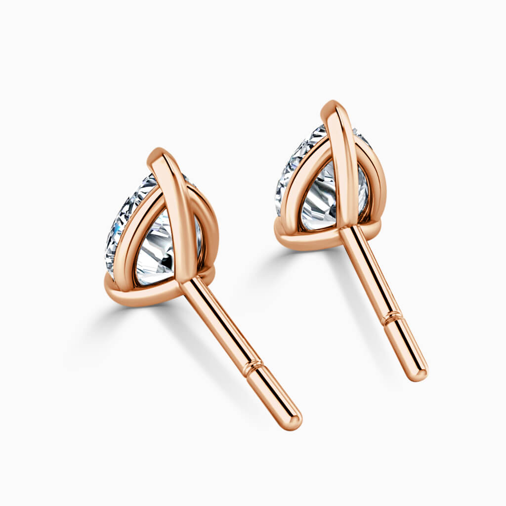 18ct Rose Gold Pear Shape Single Stone Stud Diamond Earrings