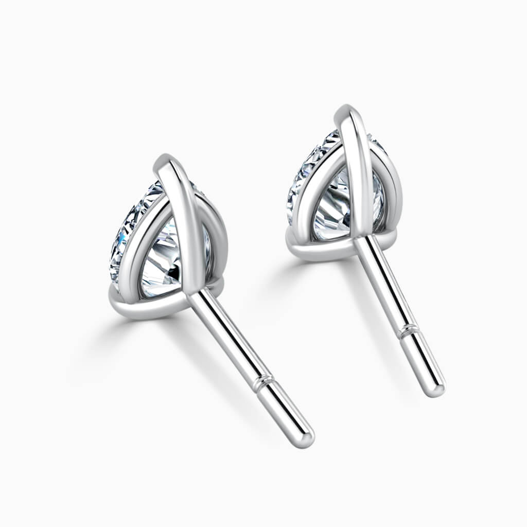 18ct White Gold Pear Shape Single Stone Stud Diamond Earrings