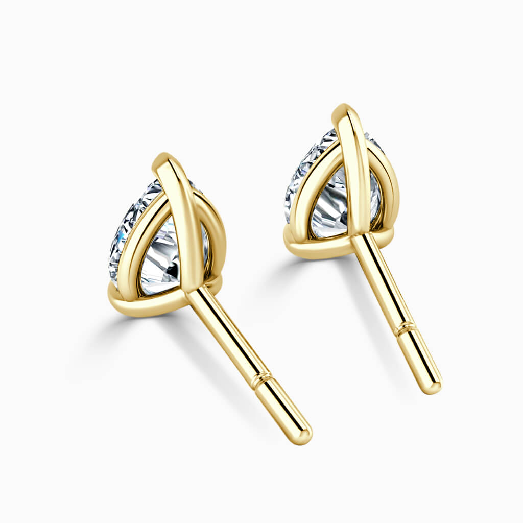 18ct Yellow Gold Pear Shape Single Stone Stud Diamond Earrings