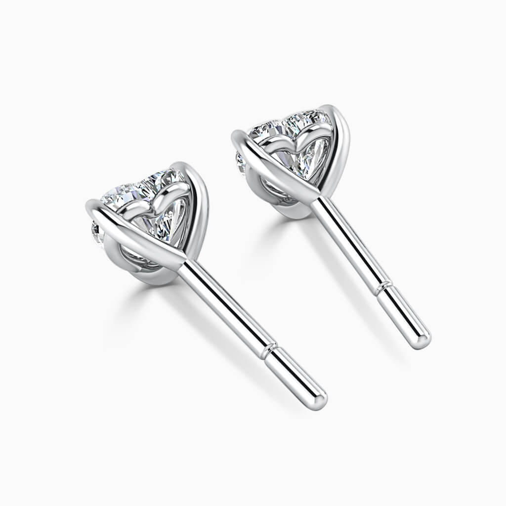 18ct White Gold Heart Shape Single Stone Stud Diamond Earrings