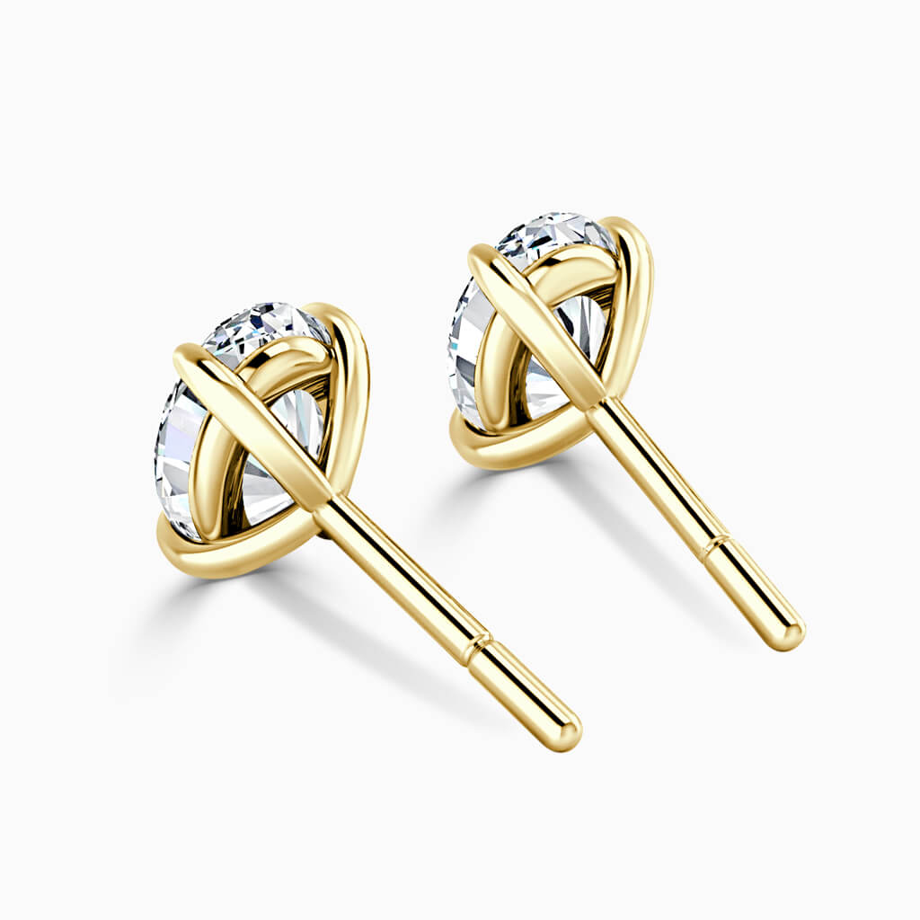 18ct Yellow Gold Oval Shape Single Stone Stud Diamond Earrings