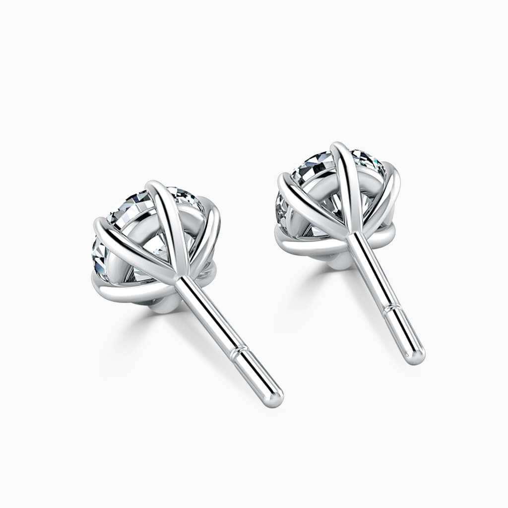 18ct White Gold Round Brilliant 6 Claw Stud Diamond Earrings