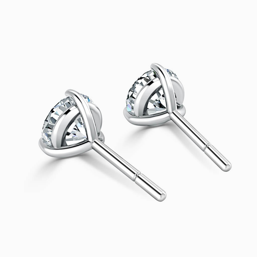 18ct White Gold Round Brilliant 3 Claw Stud Diamond Earrings