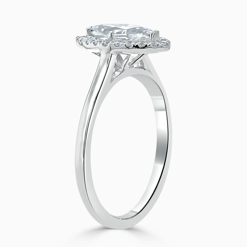 Platinum Marquise Cut Classic Plain Halo Engagement Ring