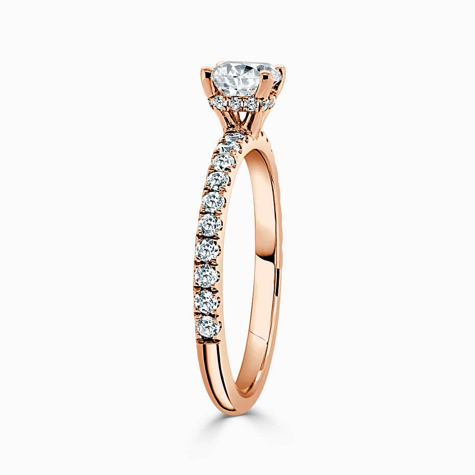 18ct Rose Gold Oval Shape Hidden Halo With Cutdown Engagement Ring