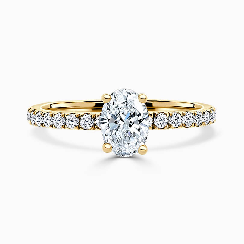 18ct Yellow Gold Oval Shape Hidden Halo With Cutdown Engagement Ring