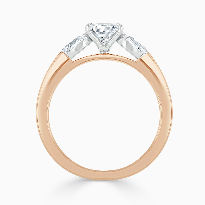 18ct Rose Gold Oval Shape 3 Stone with Pears Engagement Ring