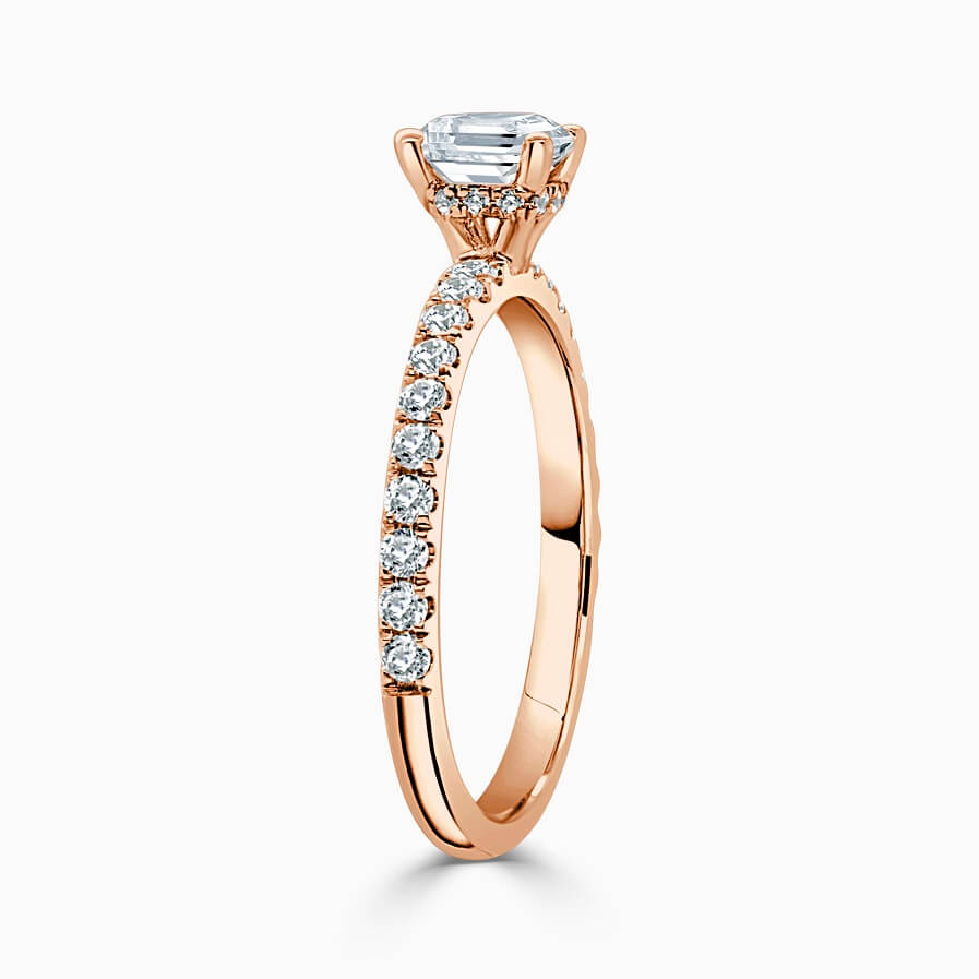 18ct Rose Gold Princess Cut Hidden Halo With Cutdown Engagement Ring
