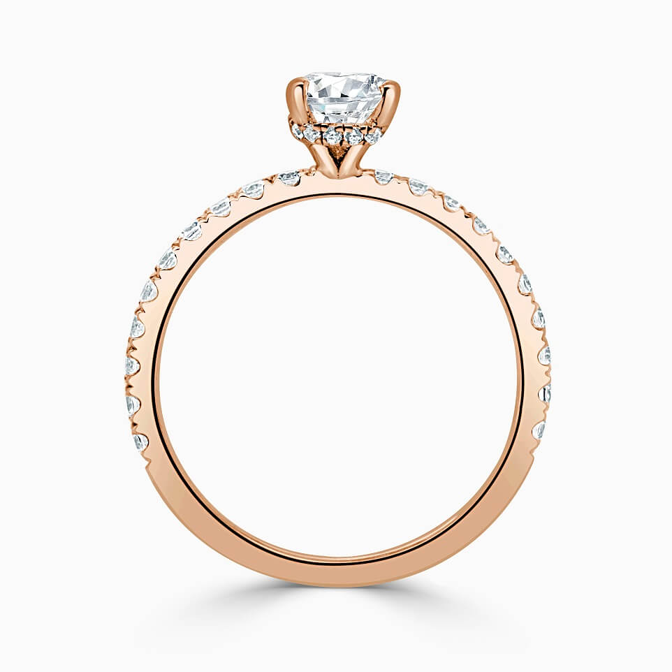 18ct Rose Gold Pear Shape Hidden Halo With Cutdown Engagement Ring