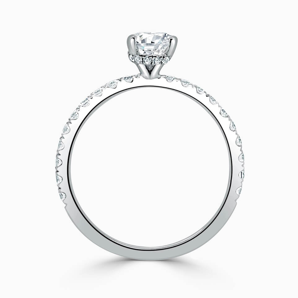 18ct White Gold Pear Shape Hidden Halo With Cutdown Engagement Ring