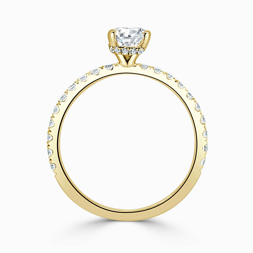 18ct Yellow Gold Pear Shape Hidden Halo With Cutdown Engagement Ring