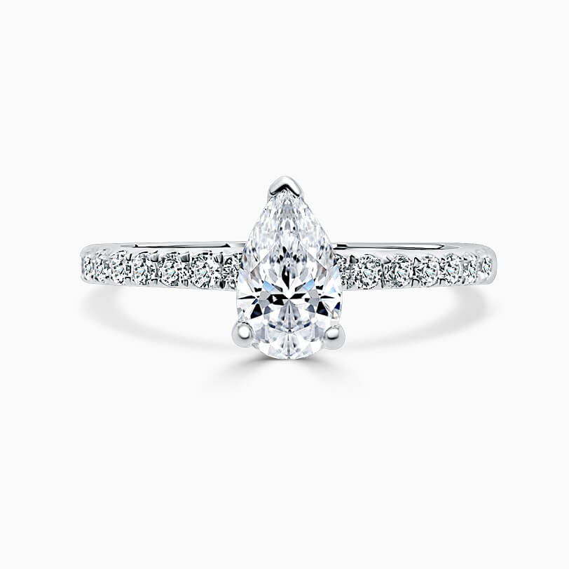 Platinum Pear Shape Hidden Halo With Cutdown Engagement Ring
