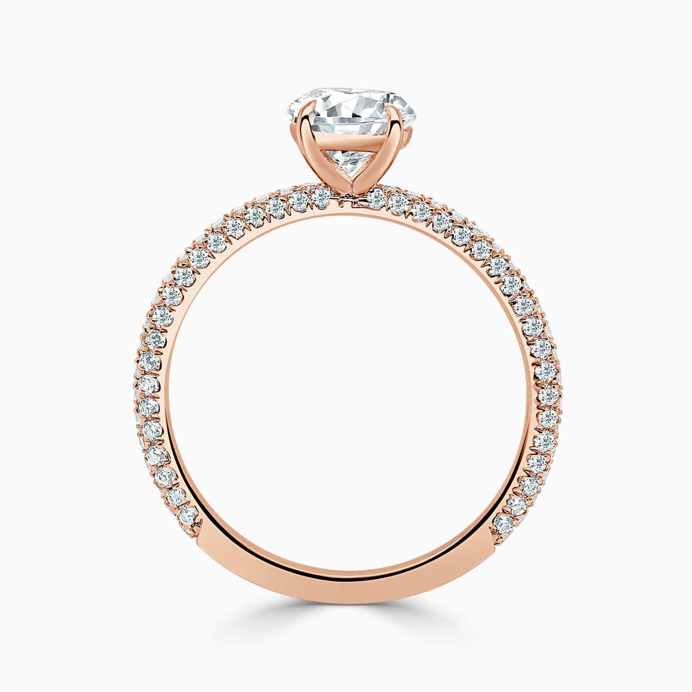 18ct Rose Gold Round Brilliant With Micro Pave Engagement Ring