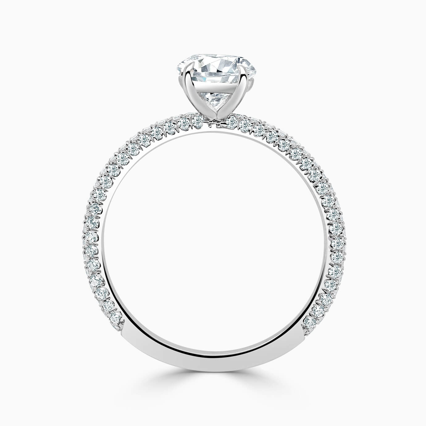 18ct White Gold Round Brilliant With Micro Pave Engagement Ring