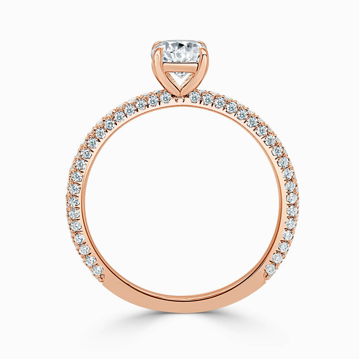 18ct Rose Gold Cushion Cut With Micro Pave Engagement Ring