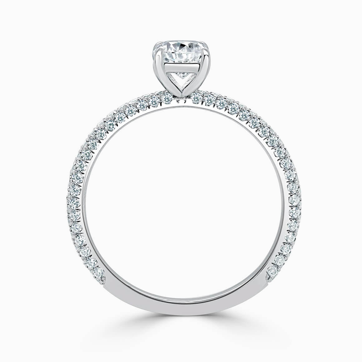 18ct White Gold Cushion Cut With Micro Pave Engagement Ring
