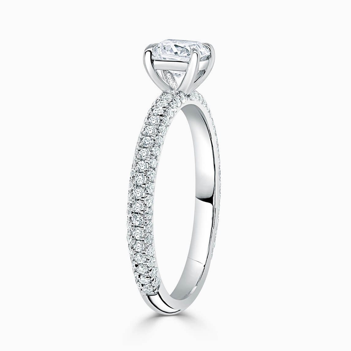 Platinum Cushion Cut With Micro Pave Engagement Ring