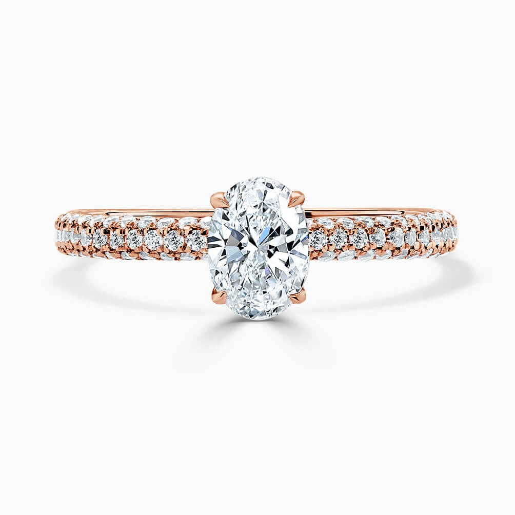 18ct Rose Gold Oval Shape With Micro Pave Engagement Ring