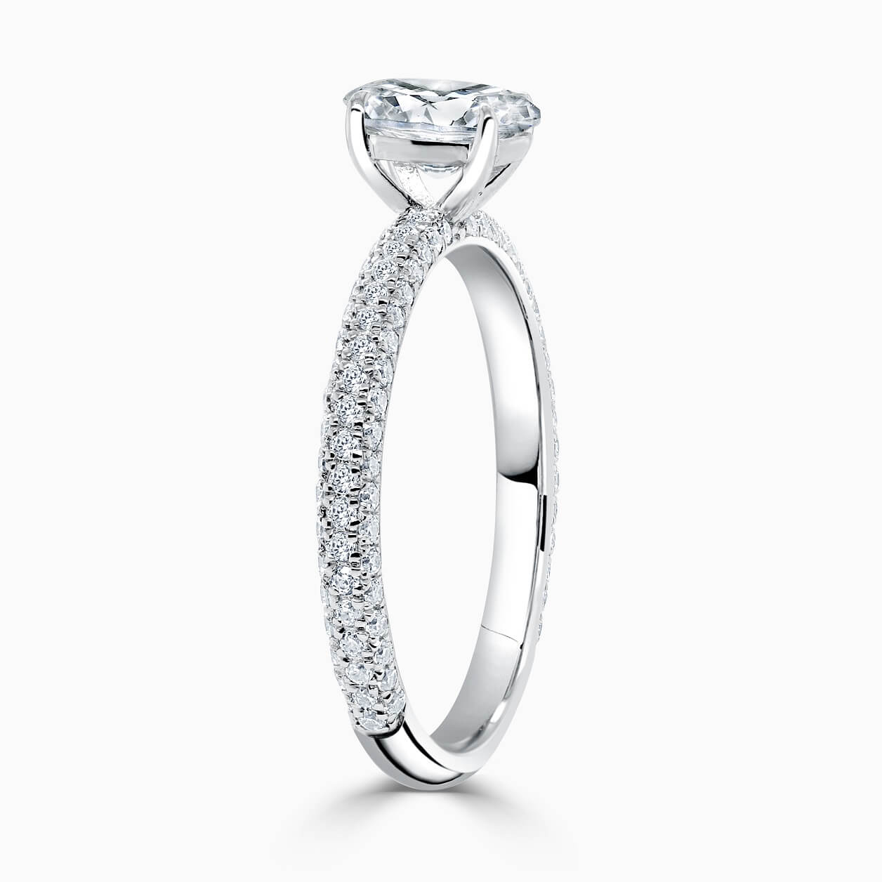 18ct White Gold Oval Shape With Micro Pave Engagement Ring