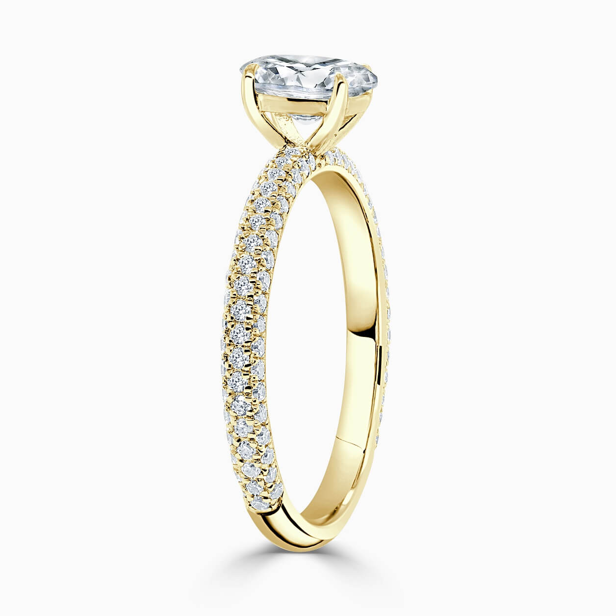 18ct Yellow Gold Oval Shape With Micro Pave Engagement Ring